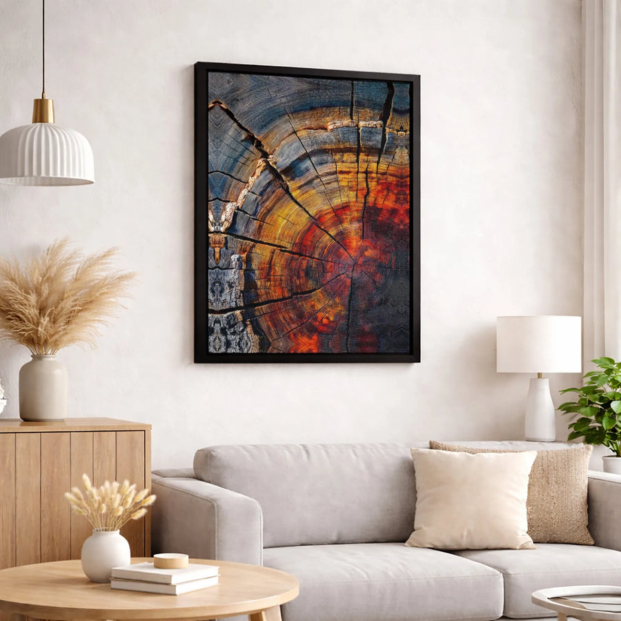 Abstract Tree Ring Canvas Print | Colorful Wood Grain Texture Art | Premium Fade-Resistant Gallery Wrap | Modern Home Office Wall Decor Gift