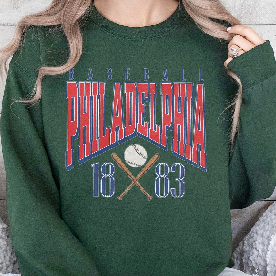 Philadelphia Baseball Sweatshirt | Vintage Retro 1883 Sports Graphic | Premium Cotton Blend Crewneck | Gift for Philly Sports Fan