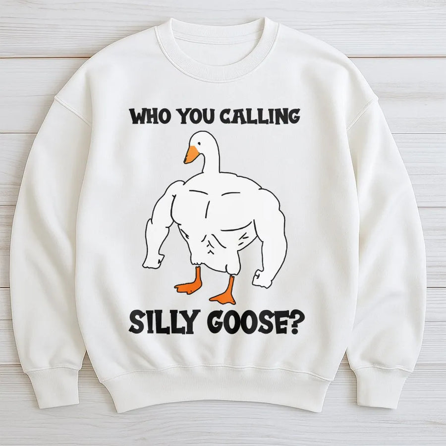 Silly Goose Sweatshirt | Muscular Duck Funny Gym Meme Graphic | Premium Cotton Blend | Gift For Fitness Lovers & Humor Seekers