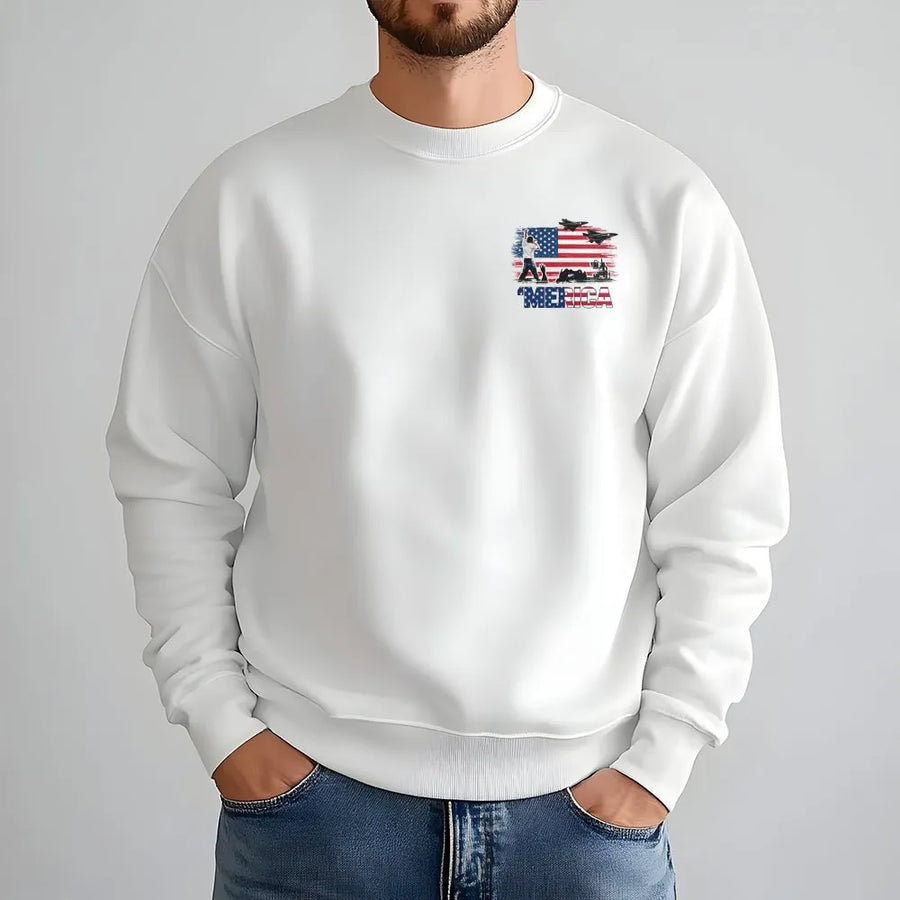 Patriotic Military Sweatshirt | American Flag USA Graphic | Premium Unisex Crewneck | Gift for Veteran or Patriot Supporter