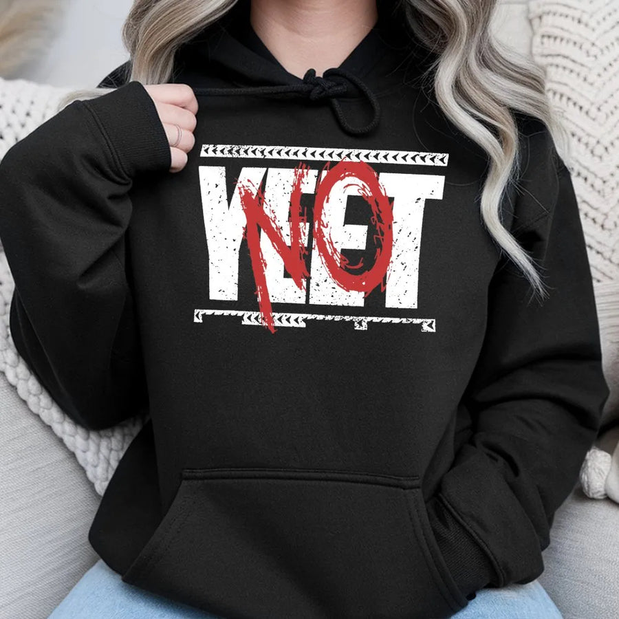 No Yeet Graphic Hoodie | Wrestling Slogan Distressed Print | Premium Cotton Blend | Gift for Pro Wrestling Fans