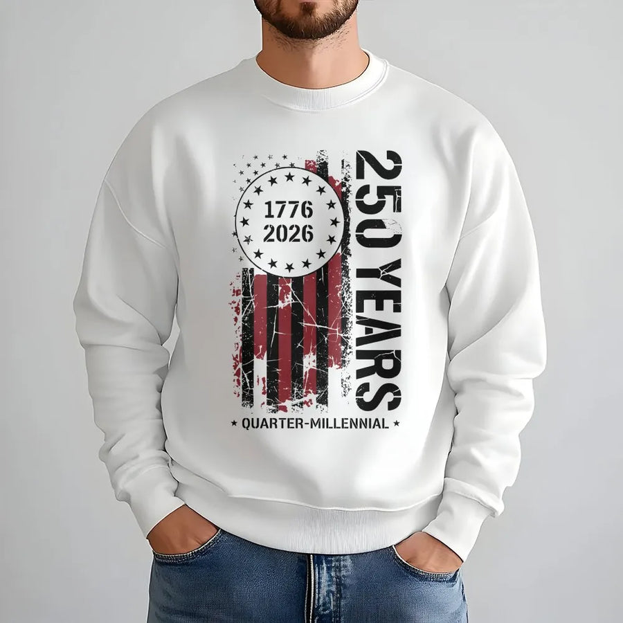 America 250th Anniversary Sweatshirt | 1776-2026 Patriotic USA Flag Design | Cotton Blend Premium Apparel | Unisex Gift for Independence Day Celebration