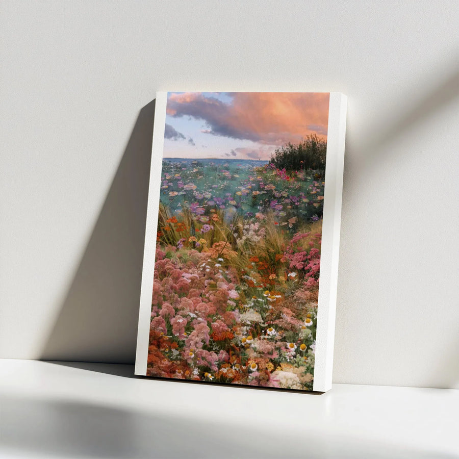 Wildflower Meadow Canvas Wall Art | Vintage Impressionist Landscape Painting | Premium Gallery Wrapped Canvas | Cottagecore Wall Decor Gift