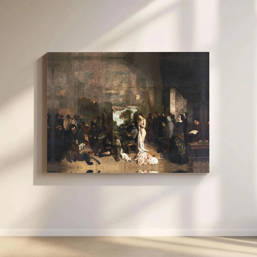 The Artist's Studio Canvas Wall Art | Gustave Courbet Painting Reproduction | 1.25" Thick Gallery Wrap | Classic Fine Art Home Decor Gift