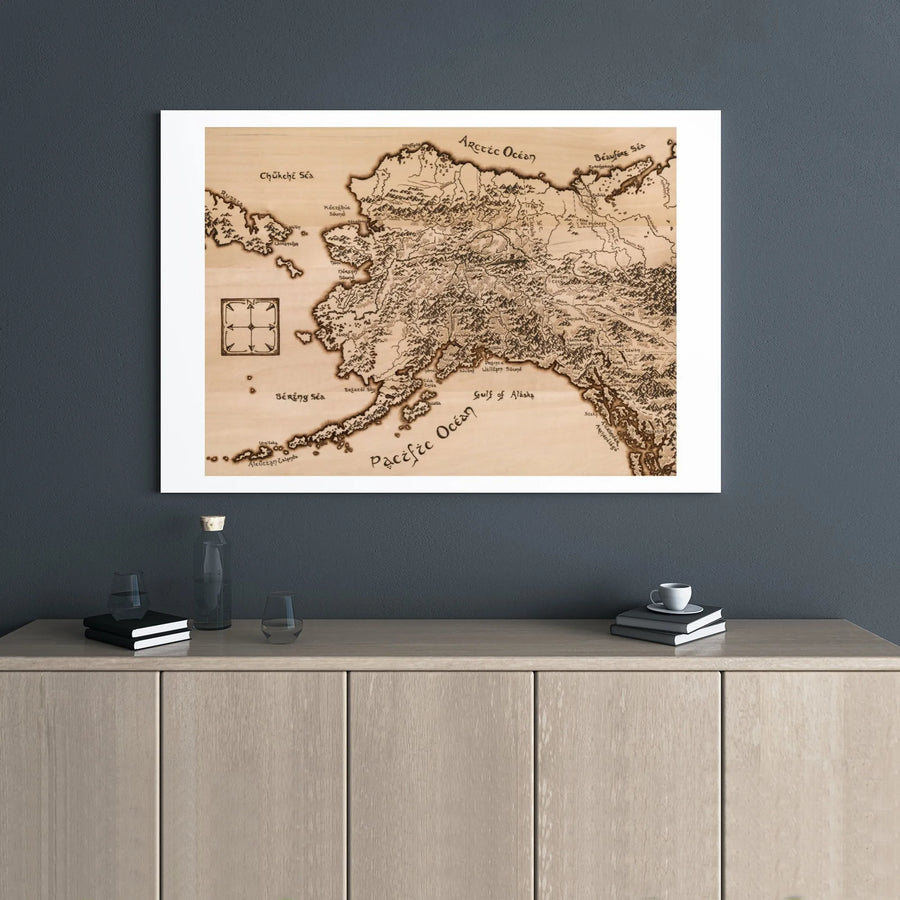 Alaska Fantasy Map Canvas Wall Art | Rustic Hand-Drawn Style Illustration | 1.25" Gallery Wrap | Premium Decor for Home or Office Gift