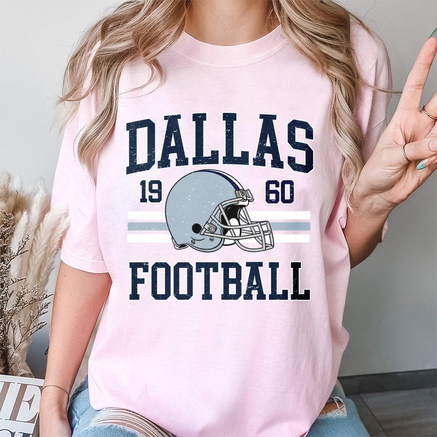 Dallas Football T-Shirt | Retro 1960 Helmet Graphic | Premium Soft Cotton | Game Day Gift for Football Fans