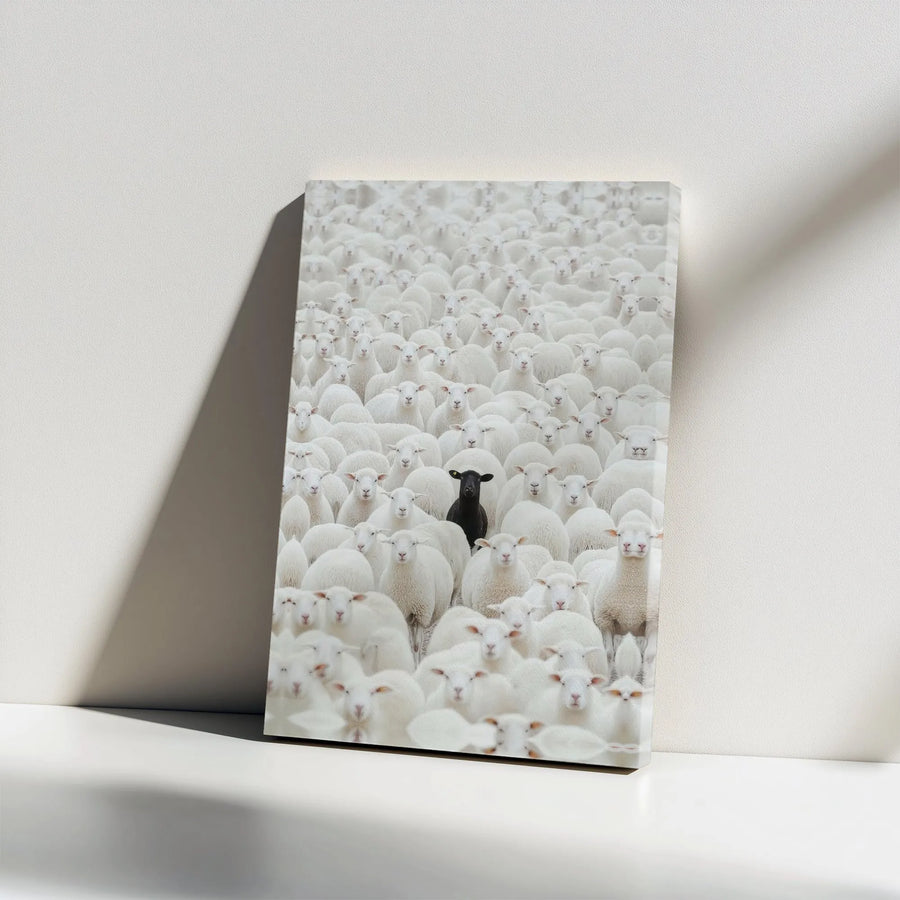 Black Sheep Canvas Wall Art | Stand Out From The Crowd Print | Premium Thick Gallery Canvas | Motivational Gift for Modern Office Decor