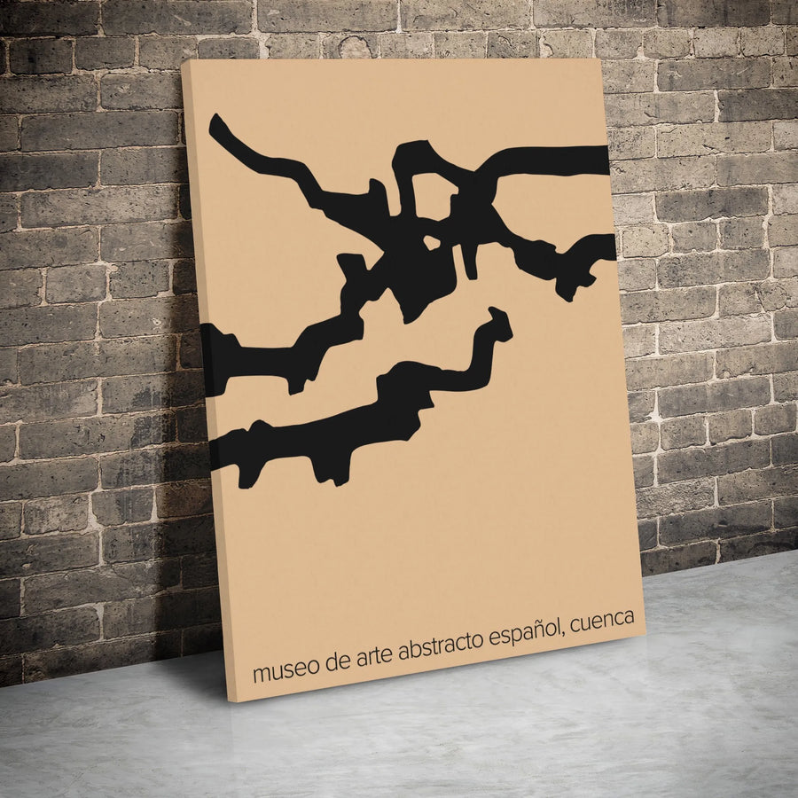 Museo De Arte Abstracto Español Cuenca Canvas | Minimalist Black & Beige Abstract Wall Art | Premium Gallery-Wrapped Print | Modern Home Decor Gift