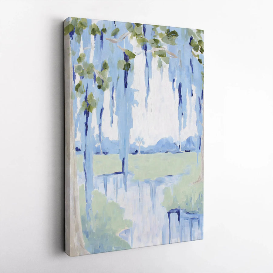 Abstract Landscape Canvas Wall Art | Modern Impressionist River Scene Print | Premium Fade-Resistant Canvas | Calming Home Decor Gift