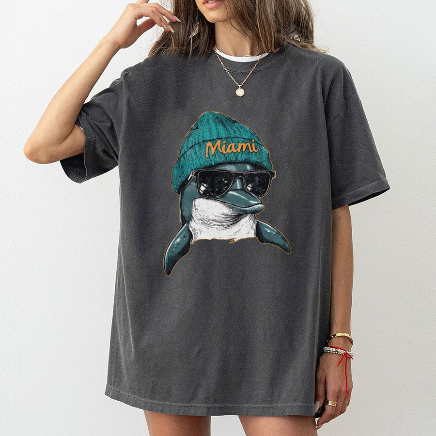 Miami Dolphins Football T-Shirt Miami Mascot Miami Hometown Miami Spirit Animal T-Shirt
