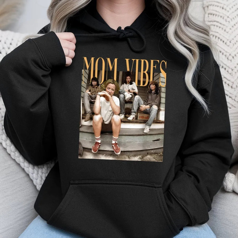Mom Vibes Hoodie | Retro 90s Aesthetic Graphic | Premium Cotton Blend | Funny Motherhood Gift for Her