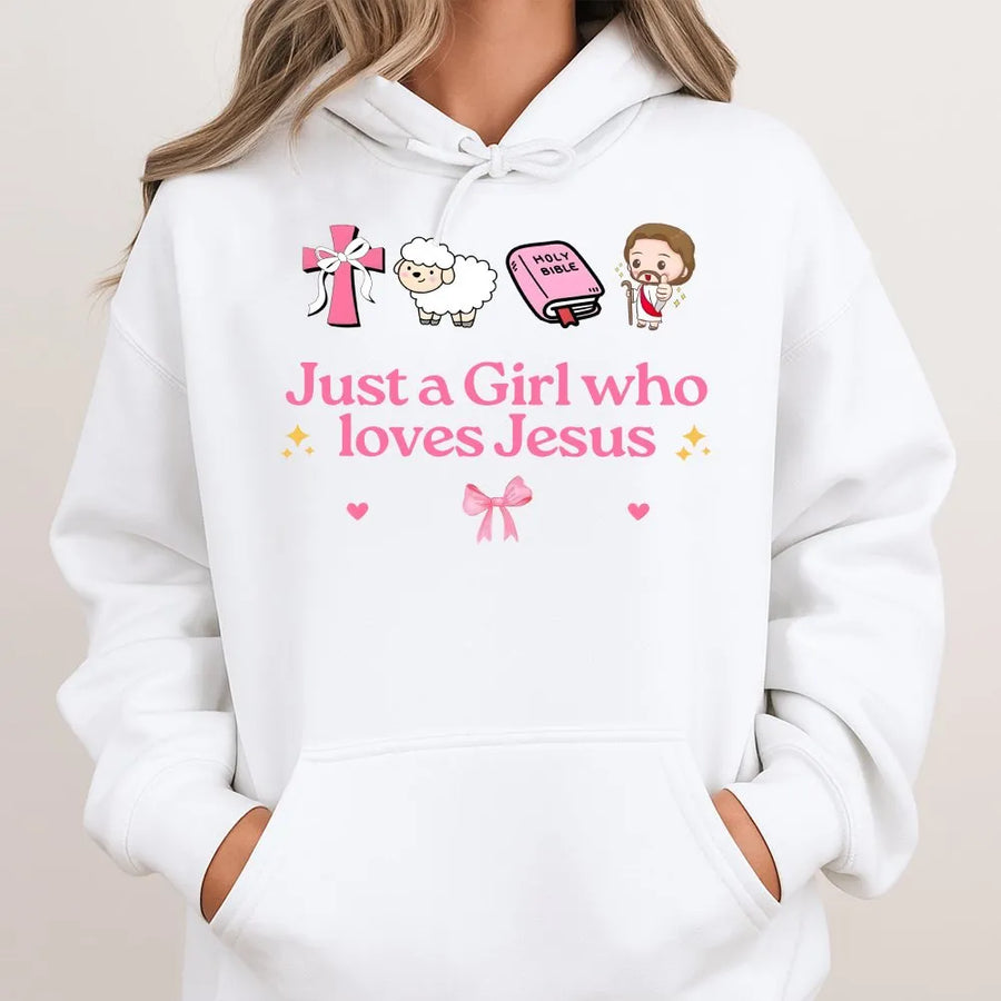 Just A Girl Who Loves Jesus Shirt | Cute Christian Graphic Tee | Soft Cotton Religious Apparel | Faith Based Gift for Christian Women and Girls