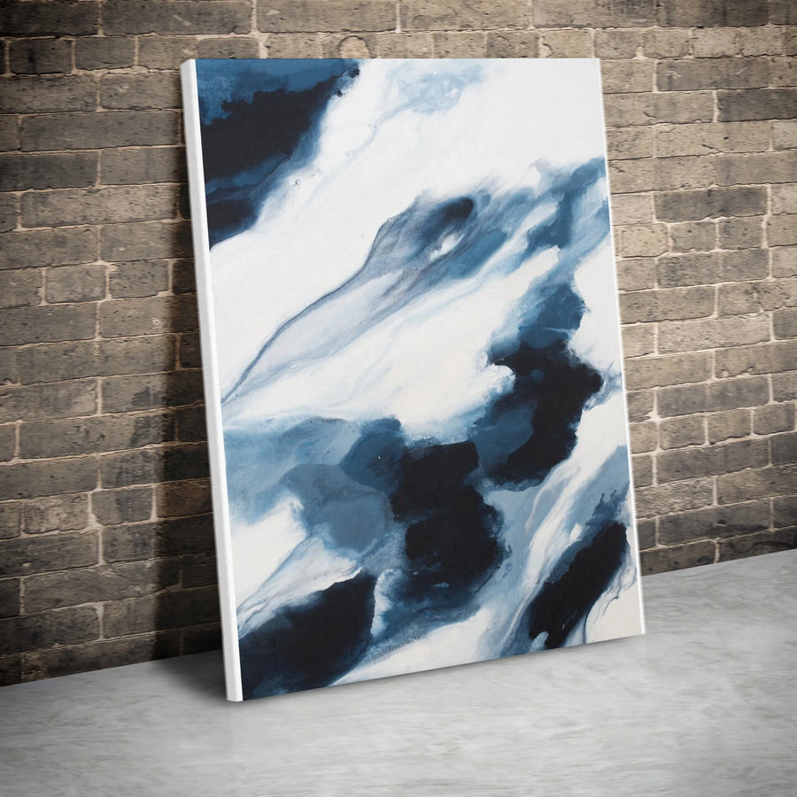 Abstract Indigo Canvas Print | Fluid Watercolor Effect Wall Art | Gallery Quality 1.25" Thick Canvas | Modern Home Decor Gift
