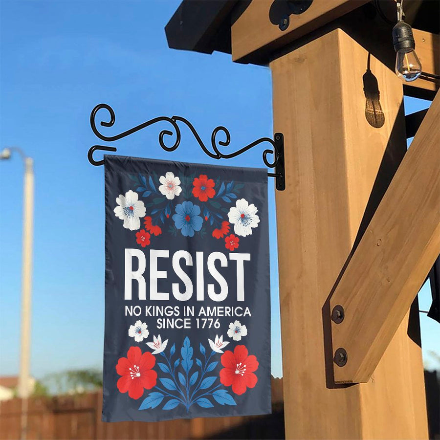 Resist Garden Flag | Patriotic No Kings In America 1776 Design | Premium Weather-Resistant Polyester | Yard Decor For Front Porch Gift