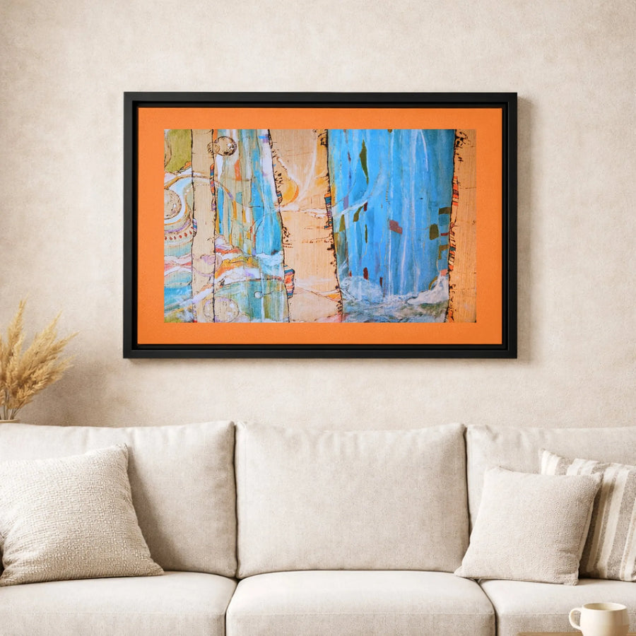 Abstract Canvas Wall Art | Blue and Gold Modern Texture Painting | Gallery-Wrapped Premium Decor | Sophisticated Home Office Gift