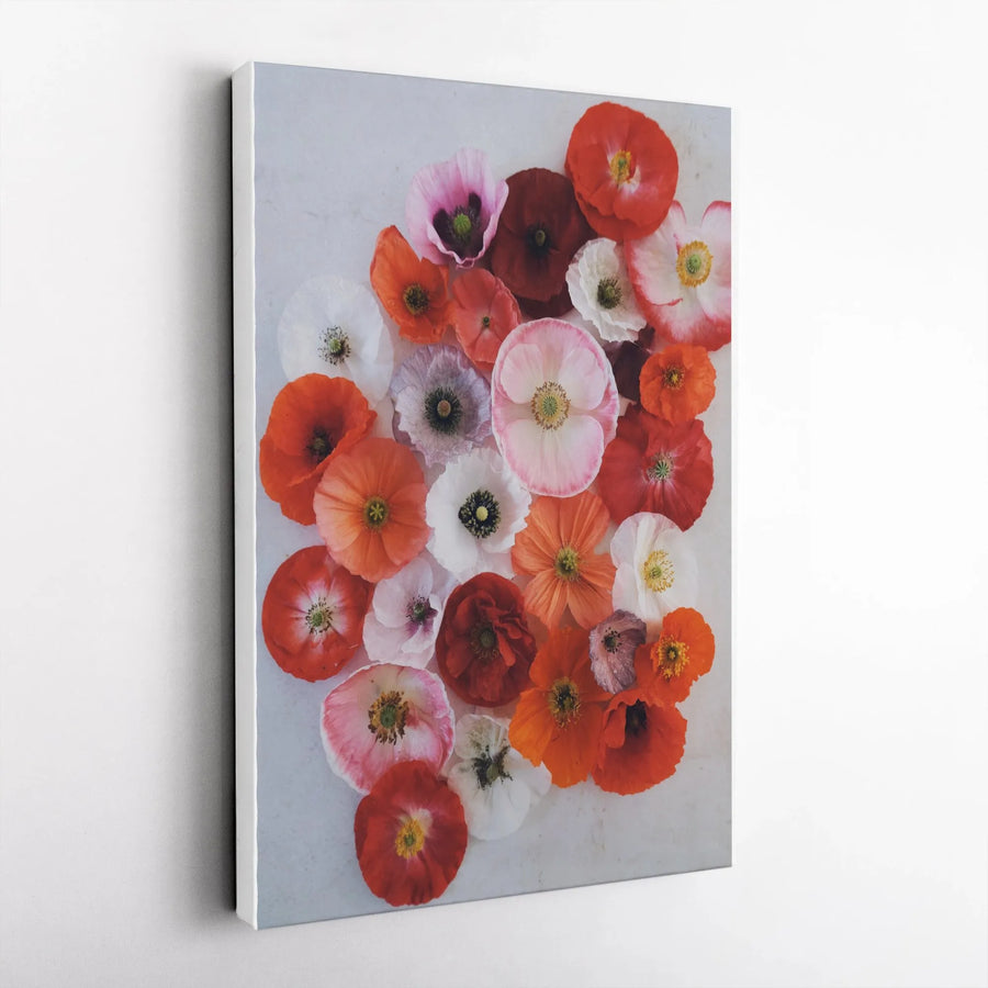 Colorful Poppies Vertical Canvas | Vibrant Floral Photography Print | Premium 1.25" Thick Gallery Wrap | Modern Farmhouse Wall Decor Gift