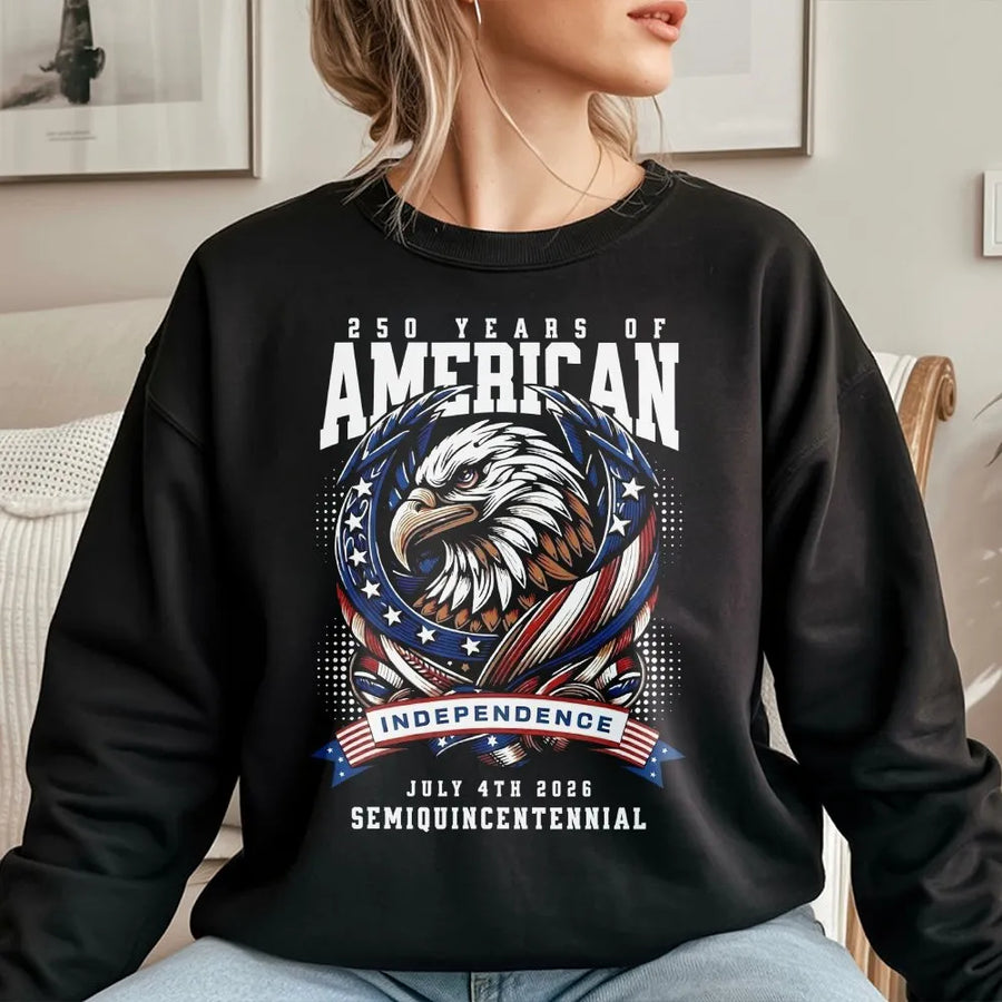 USA 250th Anniversary Sweatshirt | Patriotic Bald Eagle Flag Design | Premium Cotton Blend | July 4th 2026 Semiquincentennial Gift