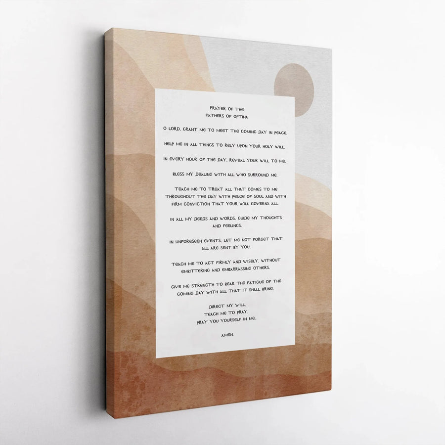 Prayer Of The Optina Elders Canvas Wall Art | Boho Minimalist Christian Quote | Premium Gallery-Wrapped Print | Meaningful Religious Home Decor Gift