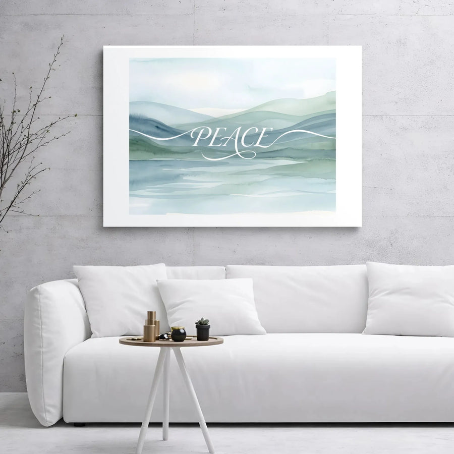 Peace Watercolor Landscape Canvas Art | Serene Mountain Wall Decor | Gallery Wrap Premium Print | Calming Minimalist Home Office Gift