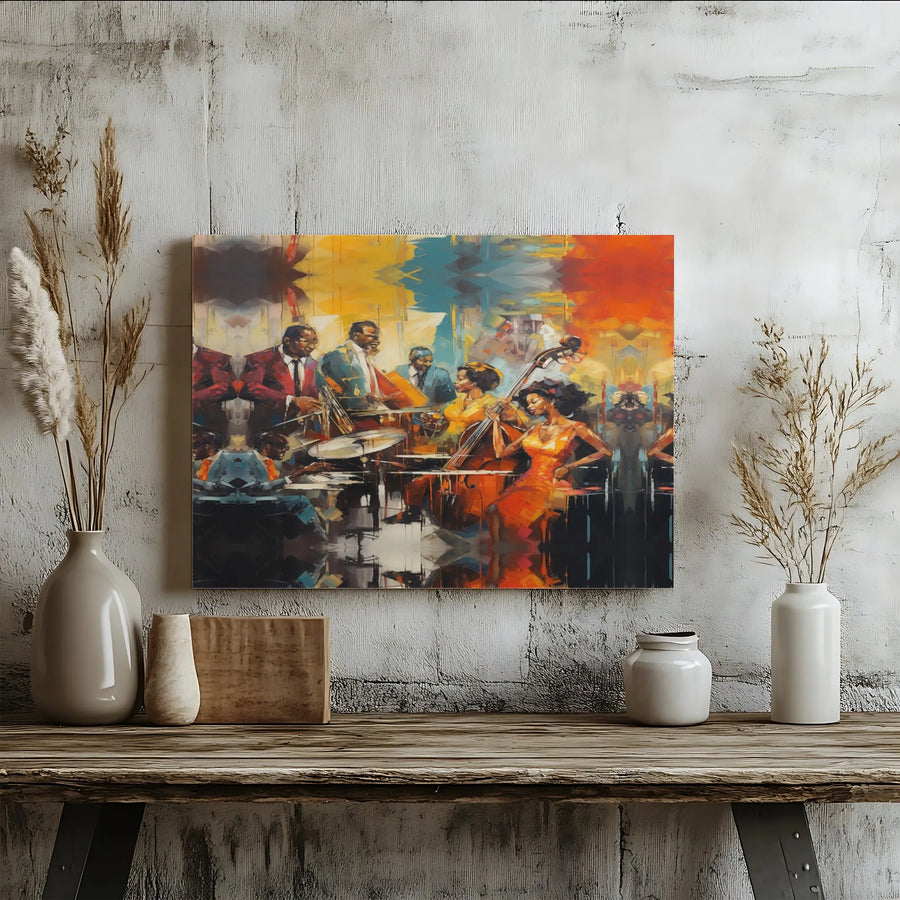 Jazz Band Canvas Wall Art | Abstract Music Room Decor | Gallery Quality Premium Print | Gifts for Musicians and Jazz Lovers