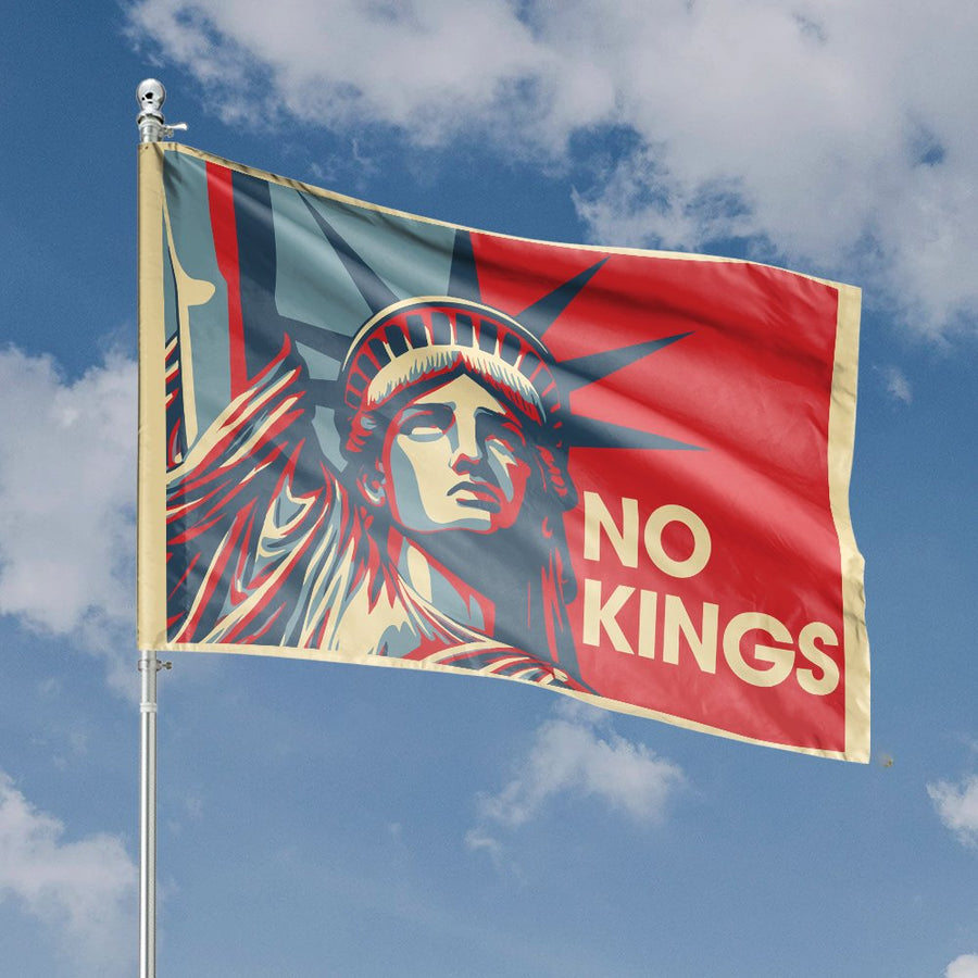 No Kings House Flag | Statue of Liberty Poster Art | Weatherproof Premium Polyester Decor | Patriotic Garden & Porch Gift