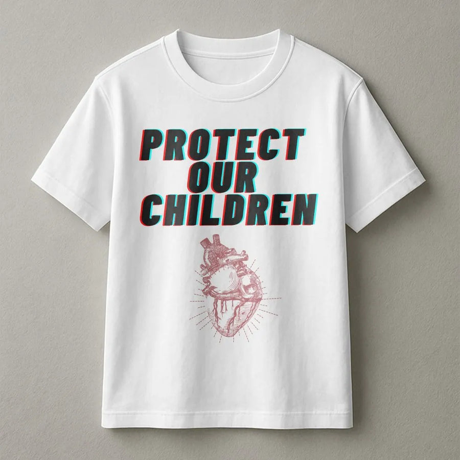 Protect Our Children T-Shirt | Anatomical Heart Graphic Tee | 100% Cotton Premium Quality | Conscious Advocacy Apparel for Adults