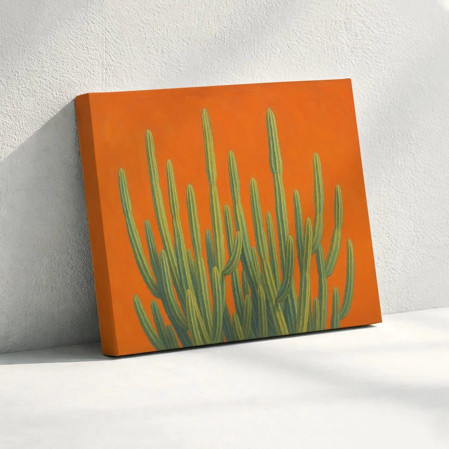 Cactus Wall Art Print | Mid-Century Modern Desert Decor | Premium Gallery Wrap Canvas | Southwest Boho Home Decor for Living Room