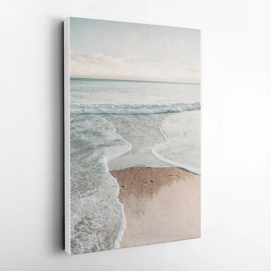 Coastal Seascape Vertical Canvas | Minimalist Ocean Waves Photography | Premium Gallery Wrapped Wall Art | Nautical Home Decor Gift