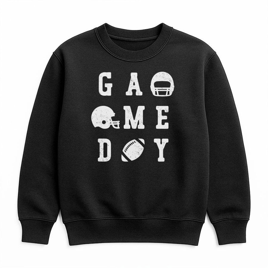 Game Day Football Sweatshirt | Distressed Varsity Graphic Tee | Soft Cotton Blend Crewneck | Trendy Fall Sports Apparel Gift For Fans