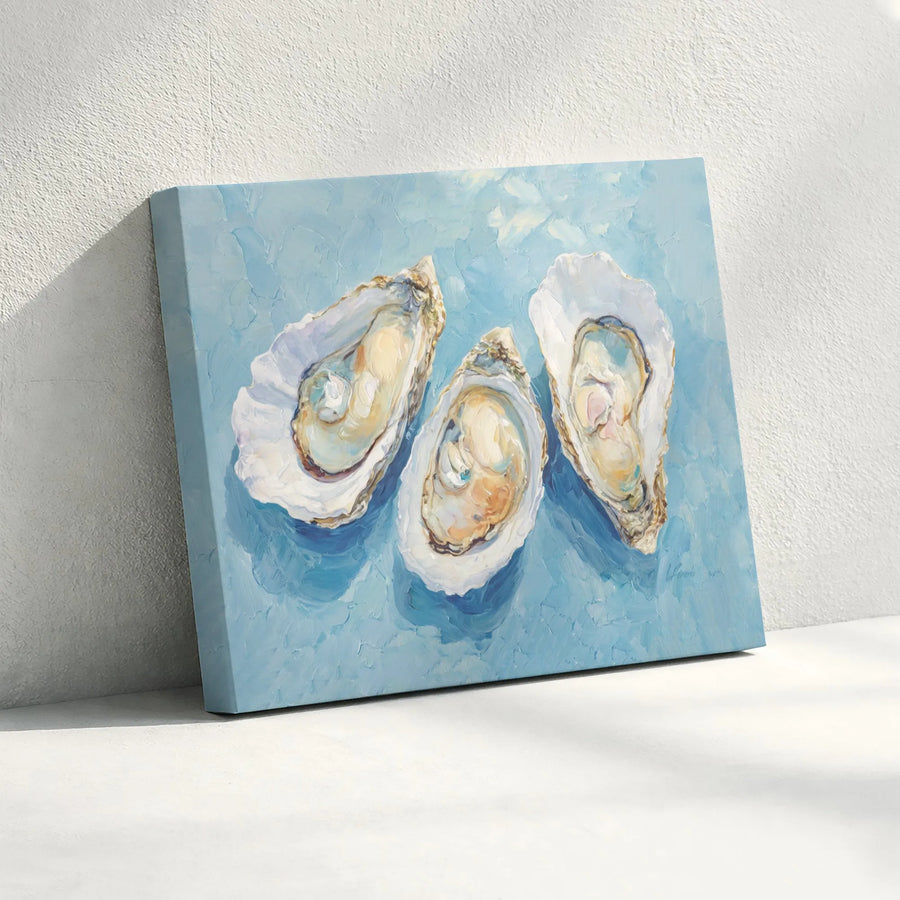 Oyster Shell Canvas Wall Art | Impressionist Coastal Kitchen Decor | Premium Fade-Resistant Gallery Wrap | Seashore Inspired Home Gift
