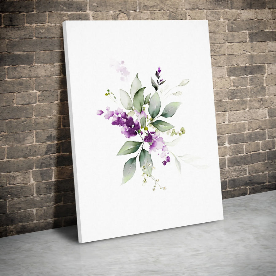 Purple Floral Canvas Wall Art | Watercolor Botanical Bouquet Print | Premium 1.25-Inch Gallery Wrap | Modern Farmhouse Home Decor for Living Room
