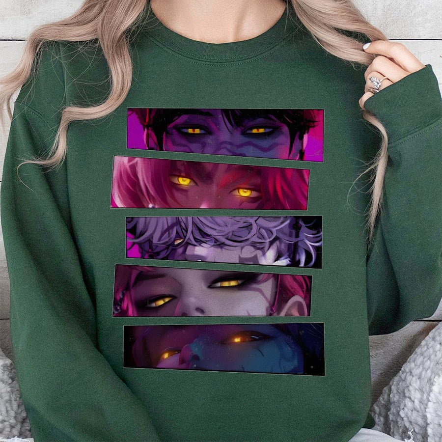 Anime Eyes Graphic Sweatshirt | Demon Aesthetic Manga Print | Premium Cotton Blend | Gift for Otaku and Kpop Fan