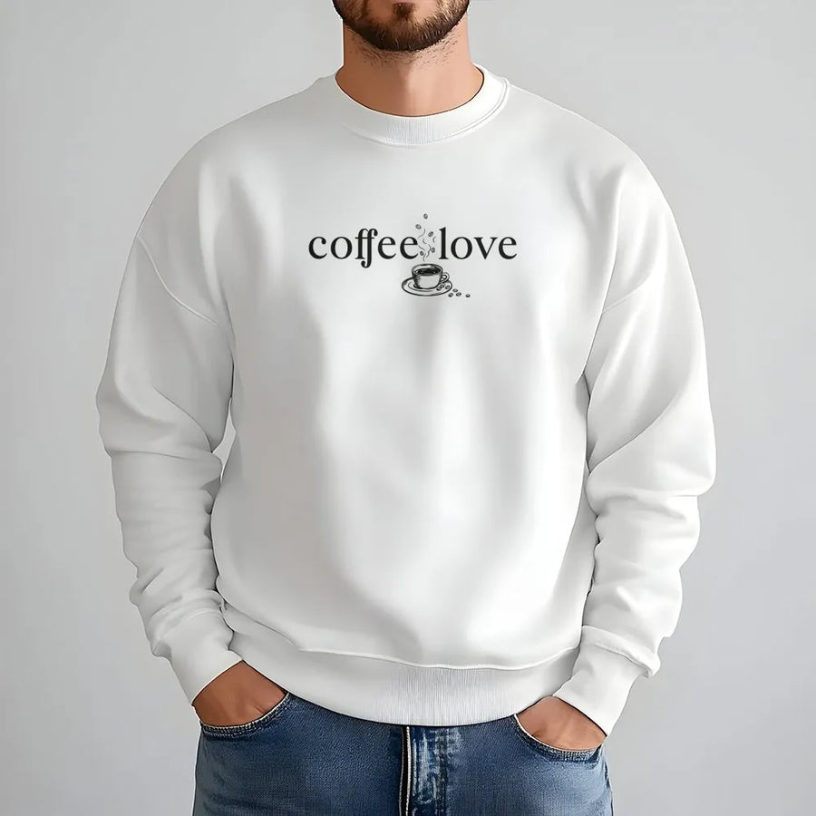 Coffee Love Sweatshirt | Minimalist Caffeine Graphic Design | Premium Cotton Blend Cozy Crewneck | Gift For Coffee Addict And Barista