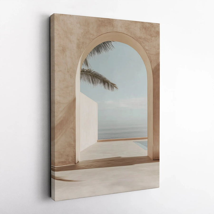 Boho Archway Vertical Canvas | Minimalist Ocean View Wall Art | Premium Thick Gallery Wrap | Modern Coastal Home Decor Gift