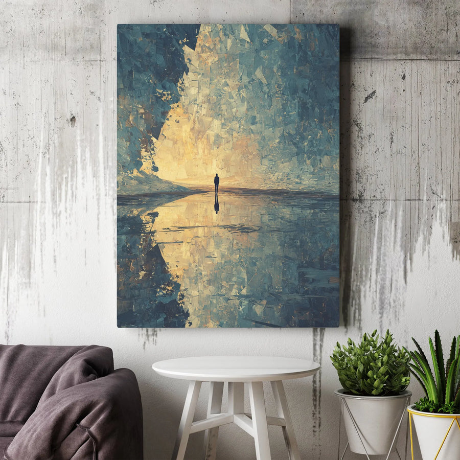 Abstract Figure Canvas Print | Lone Silhouette in Textured Landscape | Premium Fade-Resistant Art | Modern Office & Home Decor Gift