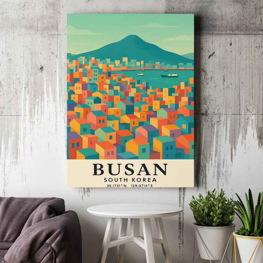 Busan South Korea Travel Poster | Vibrant Cityscape Wall Art | Premium Gallery-Wrap Canvas | Modern Home Decor Gift