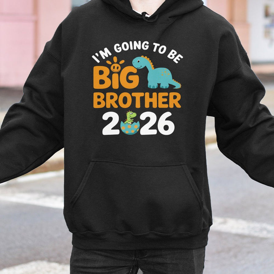 Big Brother 2026 Hoodie | Cute Dinosaur Pregnancy Announcement Design | Premium Cotton-Blend | Unique Gift For New Big Brother
