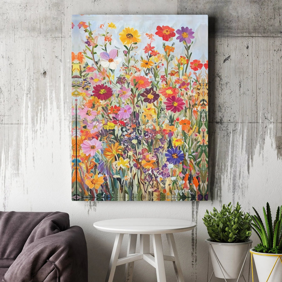Wildflower Meadow Canvas Print | Vibrant Botanical Floral Wall Art | Premium Fade-Resistant Gallery Wrap | Modern Home Decor Gift