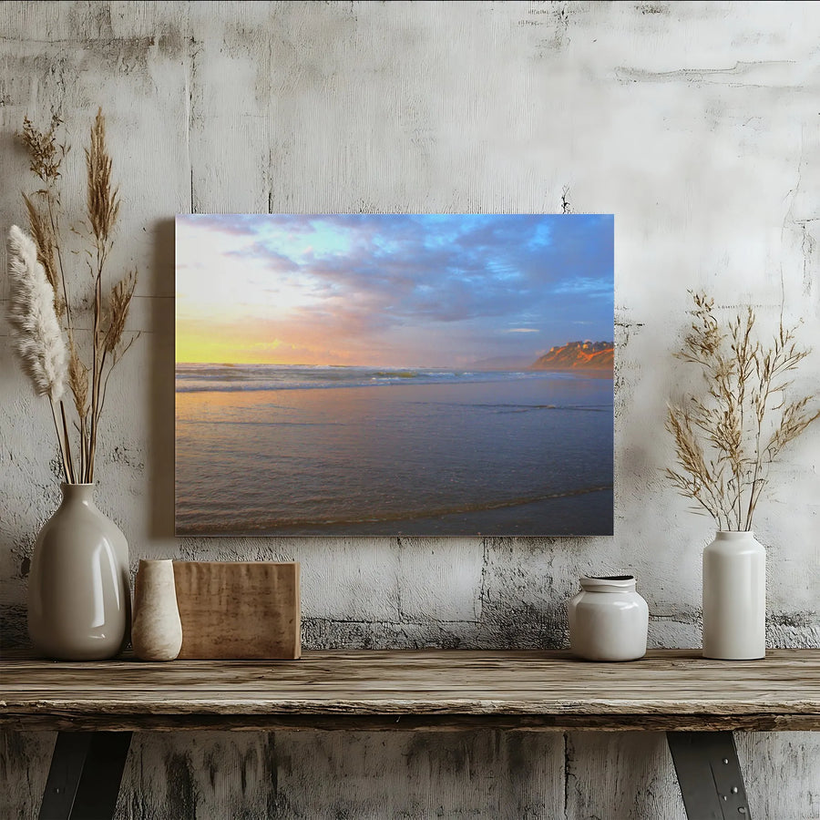 Ocean Sunset Beach Canvas Wall Art | Coastal Cliff Scenery | Premium Fade-Resistant Print | Relaxing Home Office Decor