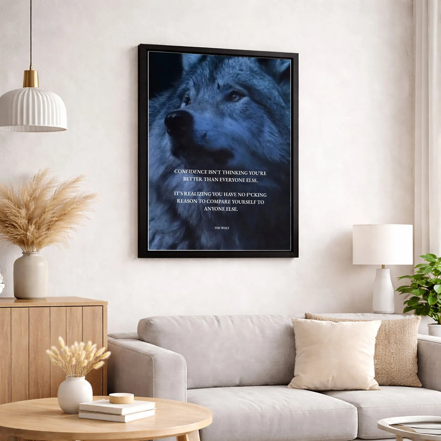 Wolf Wall Art | Confidence Quote Canvas Print | Premium Gallery Wrapped Decor | Motivational Office Gift For Men