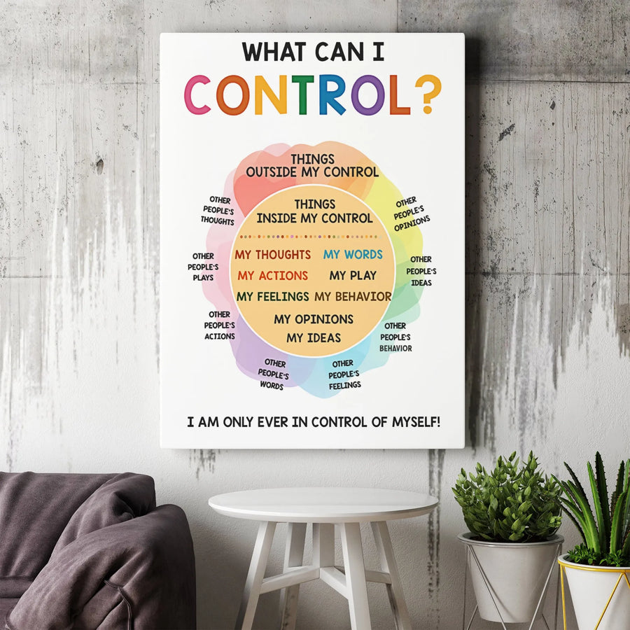 What Can I Control? Circle Of Control Chart | Educational Mental Health Wall Art | Premium Gallery Wrapped Canvas | Therapy Office & Classroom Decor