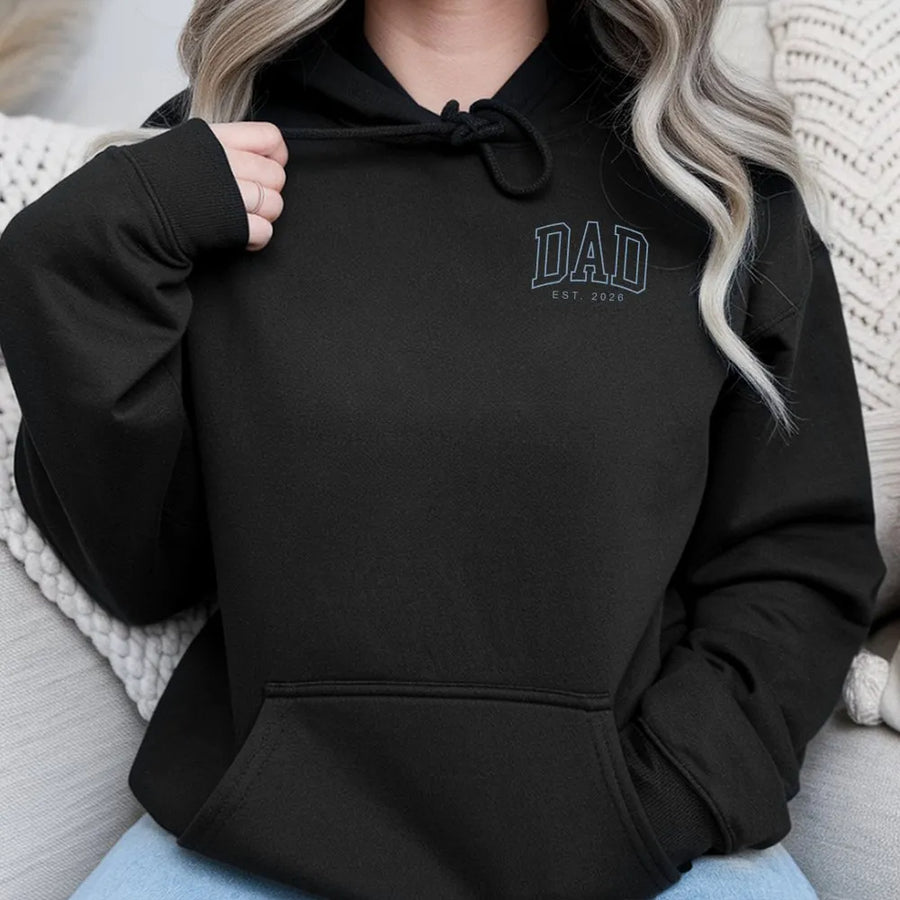 Dad Est 2026 Hoodie | First Time Dad Shirt with Minimalist College Font | Premium Soft Cotton | Pregnancy Announcement Gift for Expecting Father