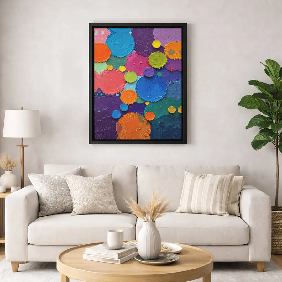 Colorful Abstract Circle Canvas | Thick Impasto Texture Wall Art | Gallery Quality Premium Print | Vibrant Modern Home Decor Gift