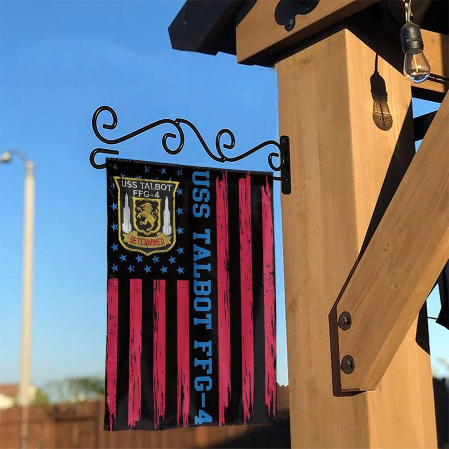 USS Talbot FFG-4 Garden Flag | Navy Ship Military Commemorative Decor | Durable Weather-Resistant Polyester | Veteran Gift & Memorial Display