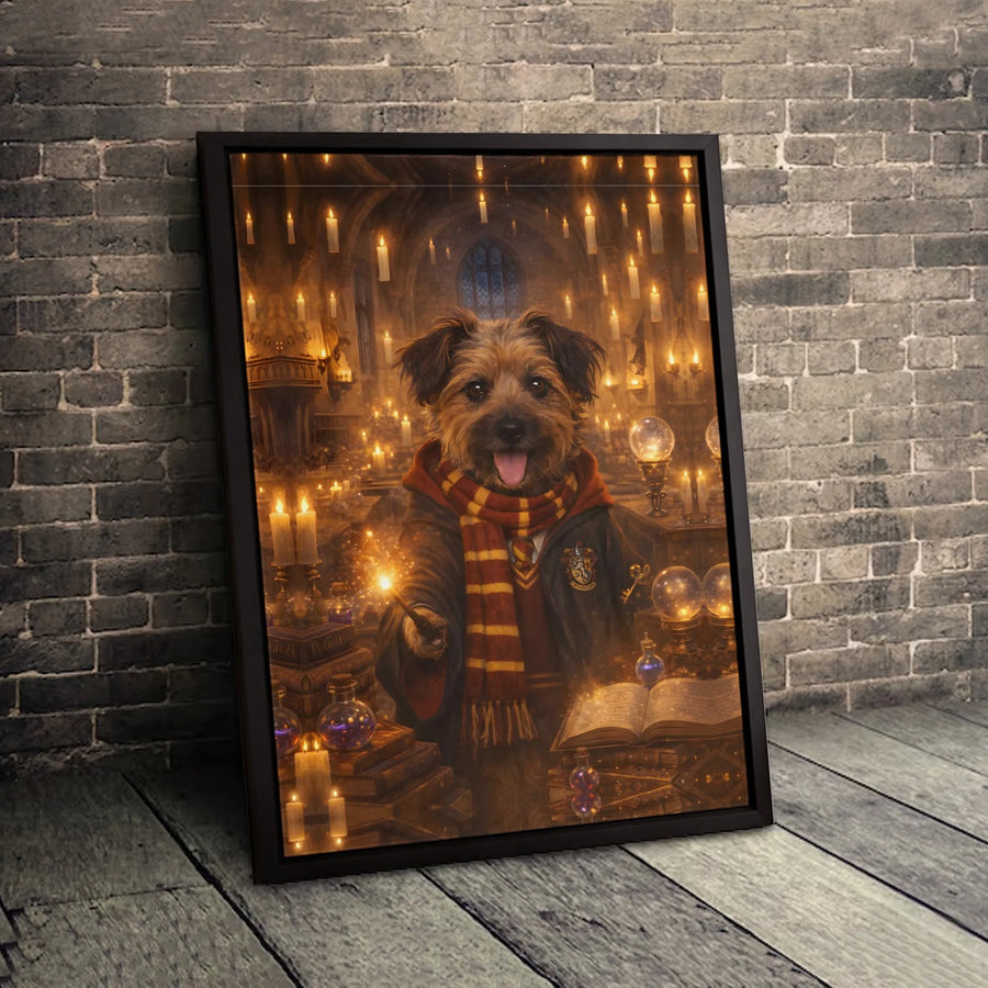 Border Terrier Wizard Canvas Art | Magical Dog Portrait With Wand | Premium Gallery-Wrapped Print | Whimsical Pet Lover Gift For Home Decor