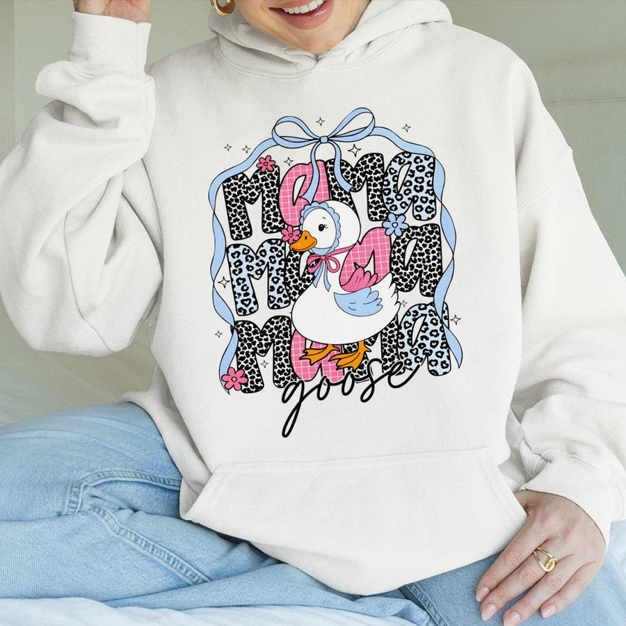 Mama Goose Hoodie | Cute Leopard Print Duck Graphic | Premium Cotton Blend | Funny Mother's Day 2026 Gift for Mom and Duck Lovers