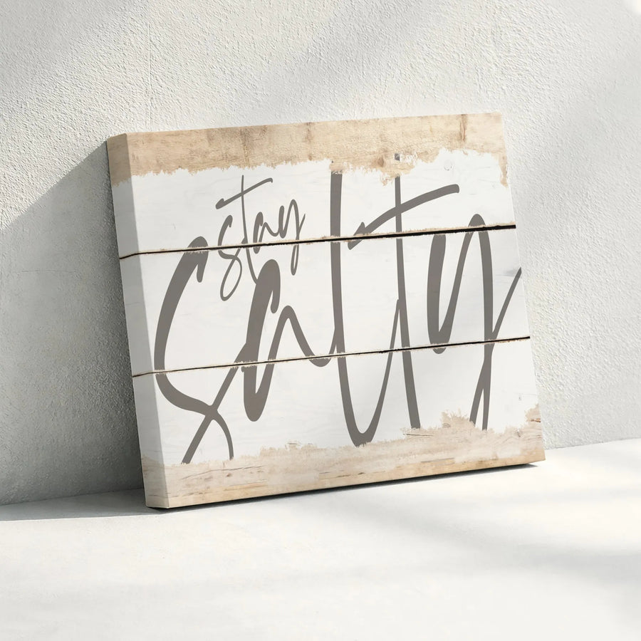Stay Salty Wall Art | Rustic Beach House Decor | Premium 1.25" Gallery Wrap Canvas | Coastal Home Decor Gift