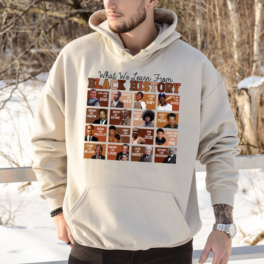Black History Month Hoodie | Iconic African American Leaders Graphic | Cotton-Blend Premium Apparel | Inspiring Education Gift for Men and Women