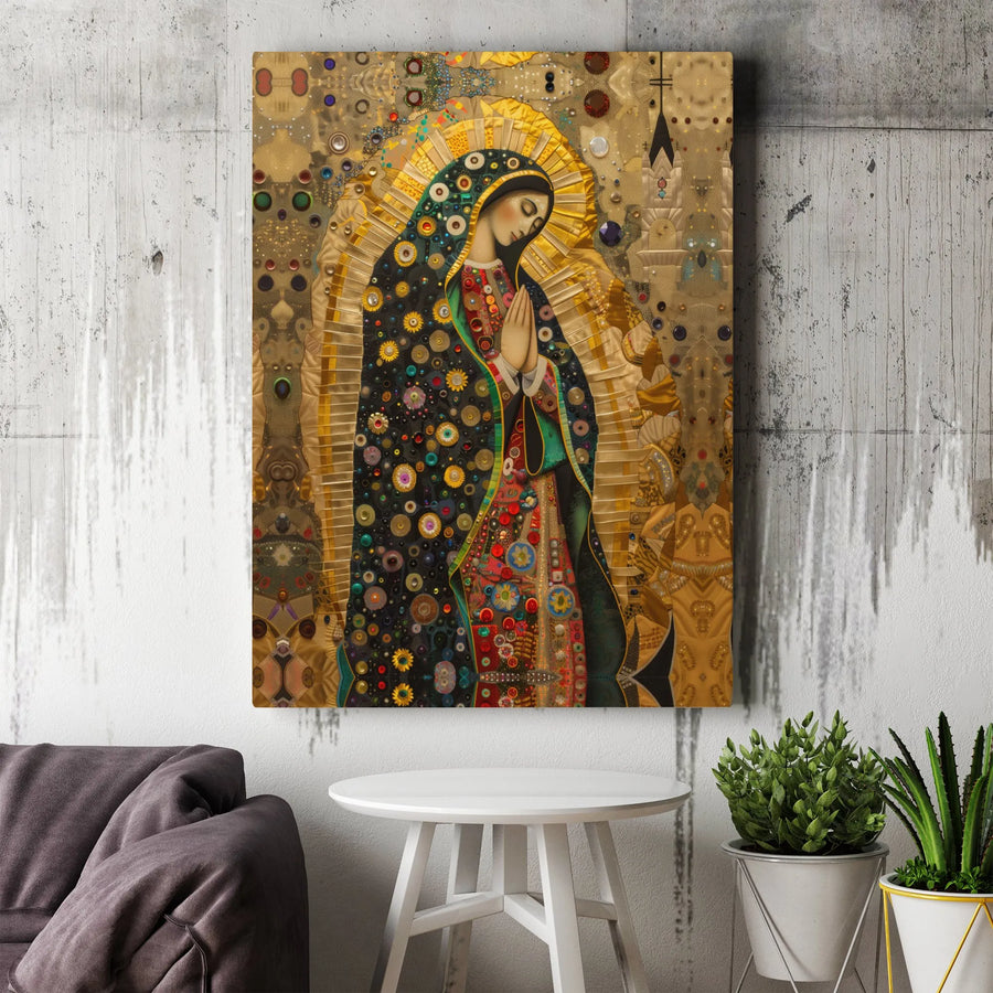 Our Lady Of Guadalupe Canvas Art | Ornate Mosaic Religious Wall Decor | Premium 1.25 Inch Gallery Wrap | Catholic Home Gift For Her