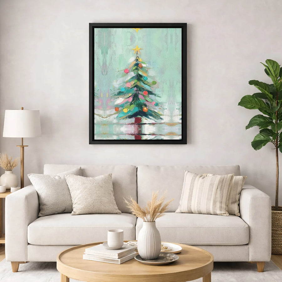 Abstract Christmas Tree Canvas Art | Painterly Holiday Wall Decor | 1.25" Premium Gallery Wrapped Print | Festive Seasonal Home Gift